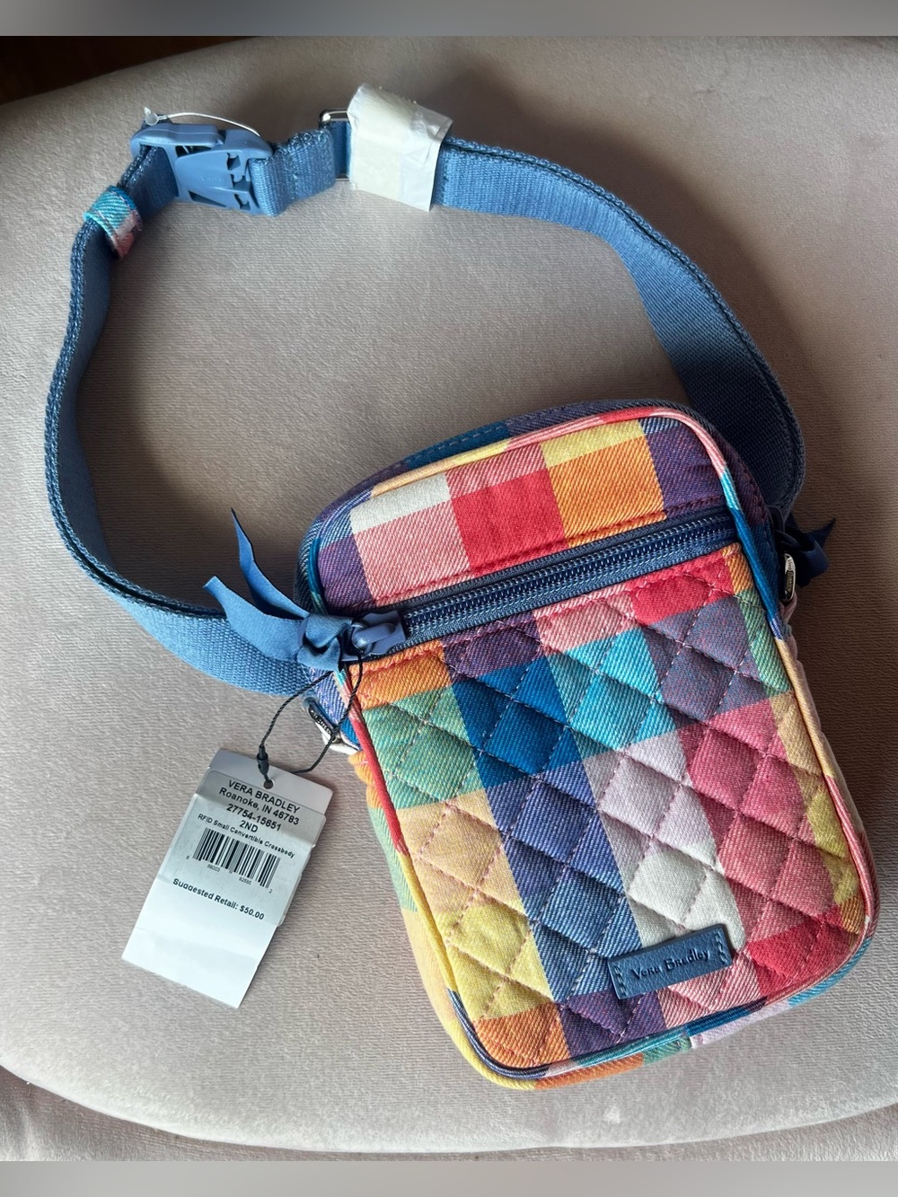 NWT Vera Bradley Tropics Plaid RFID Small Convertible Crossbody - Belt bag/purse - Picture 2 of 9